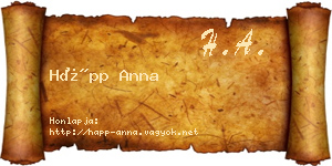 Hápp Anna névjegykártya